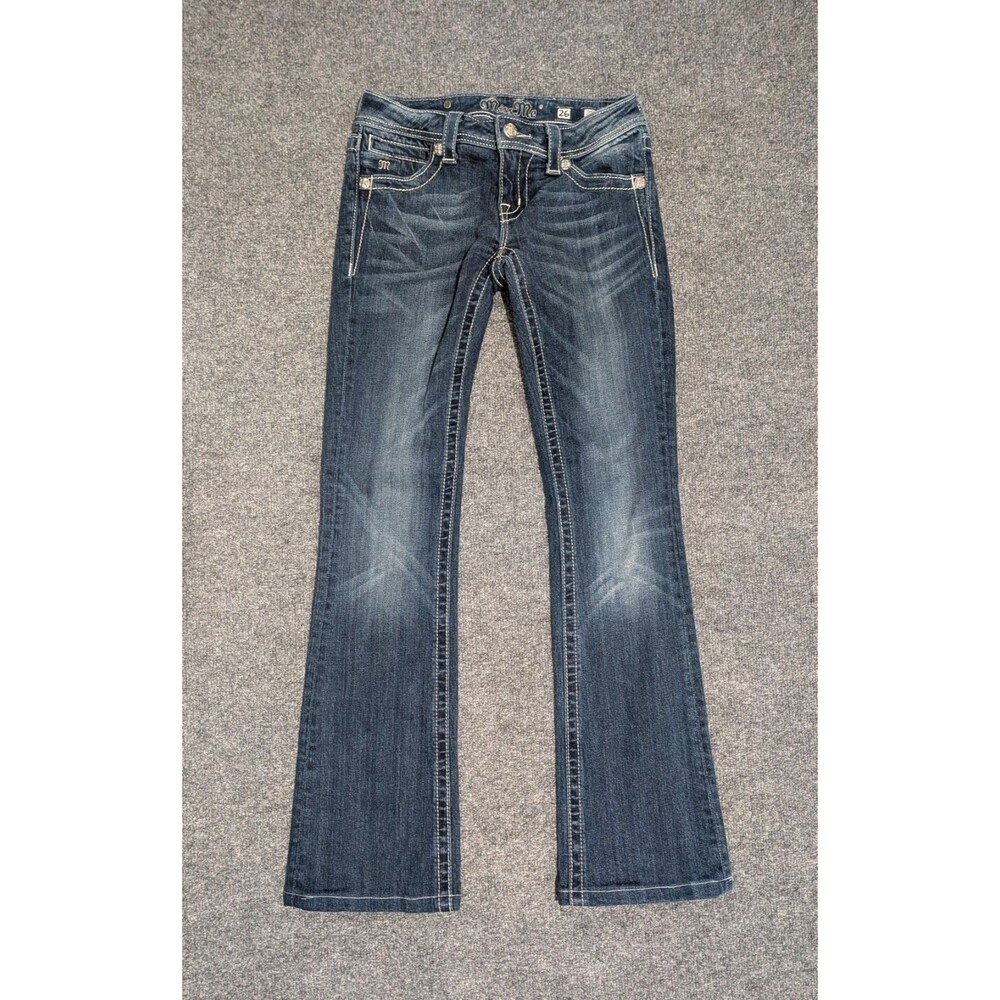 Miss Me Jeans Womens 26x30 Bootcut Embellished Denim Blue - Picture 2 of 10